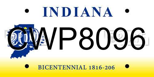 CWP8096 Indiana License Plate