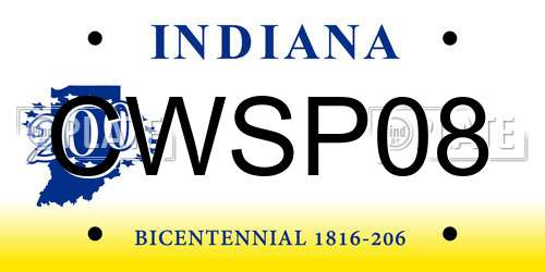 CWSP08 Indiana License Plate