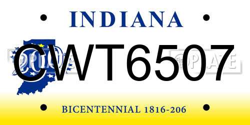 CWT6507 Indiana License Plate