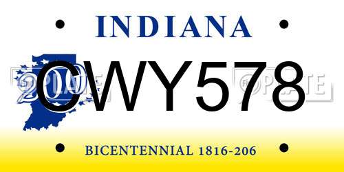 CWY578 Indiana License Plate