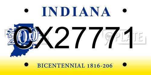 CX27771 Indiana License Plate
