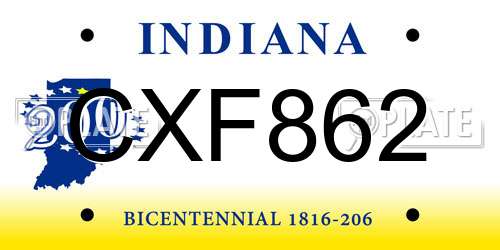 CXF862 Indiana License Plate