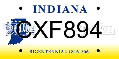 CXF894 Indiana License Plate