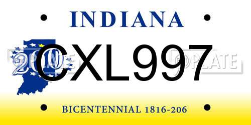 CXL997 Indiana License Plate