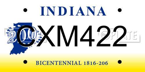 CXM422 Indiana License Plate