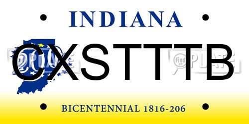 CXSTTTB Indiana License Plate