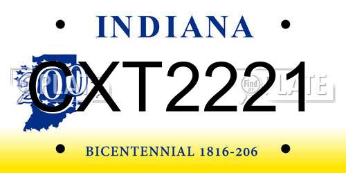 CXT2221 Indiana License Plate