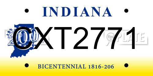 CXT2771 Indiana License Plate