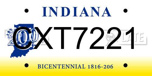 CXT7221 Indiana License Plate