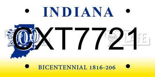 CXT7721 Indiana License Plate