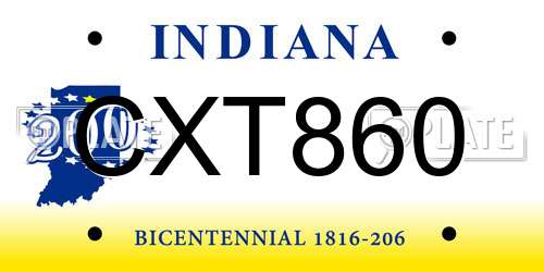 CXT860 Indiana License Plate