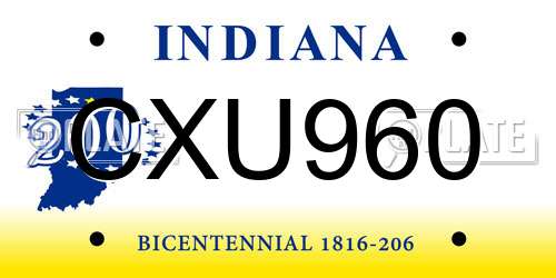 CXU960 Indiana License Plate