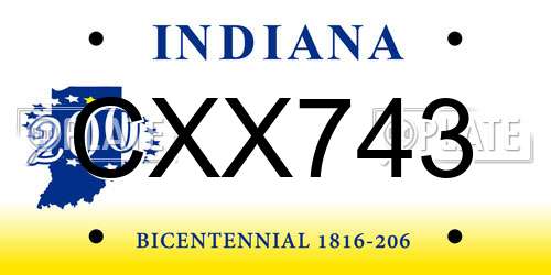 CXX743 Indiana License Plate