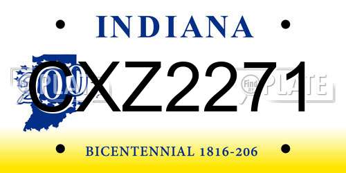 CXZ2271 Indiana License Plate
