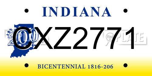 CXZ2771 Indiana License Plate