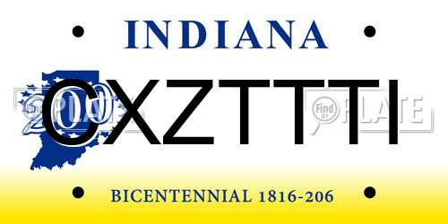 CXZTTTI Indiana License Plate