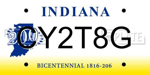 CY2T8G Indiana License Plate