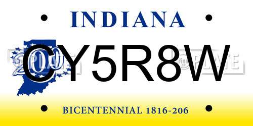 CY5R8W Indiana License Plate