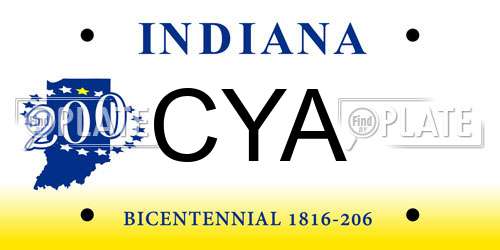CYA Indiana License Plate