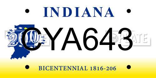 CYA643 Indiana License Plate