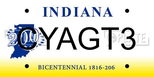 CYAGT3 Indiana License Plate