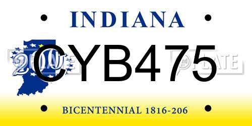 CYB475 Indiana License Plate
