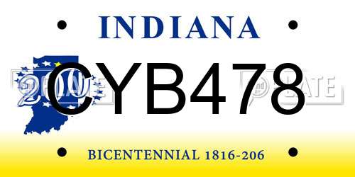 CYB478 Indiana License Plate