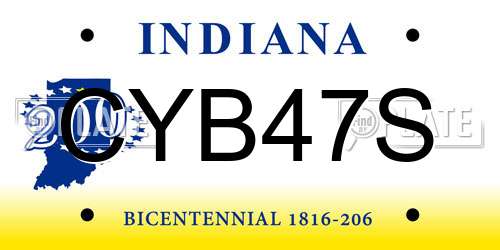 CYB47S Indiana License Plate