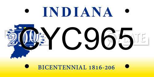 CYC965 Indiana License Plate