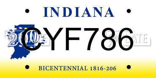 CYF786 Indiana License Plate