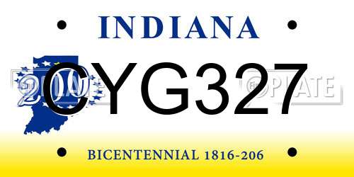 CYG327 Indiana License Plate