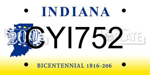 CYI752 Indiana License Plate