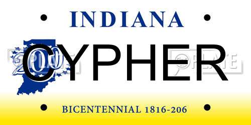 CYPHER Indiana License Plate