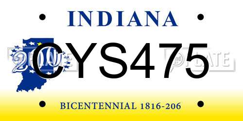 CYS475 Indiana License Plate