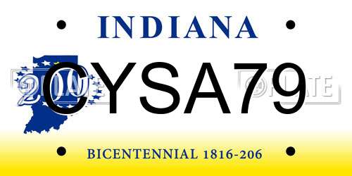 CYSA79 Indiana License Plate