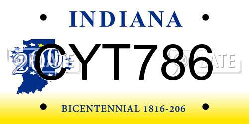 CYT786 Indiana License Plate