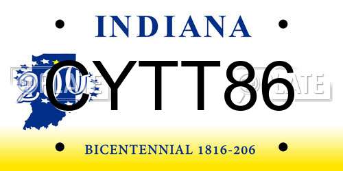 CYTT86 Indiana License Plate