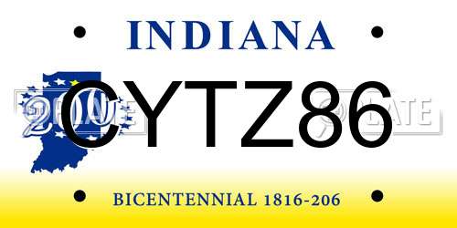 CYTZ86 Indiana License Plate