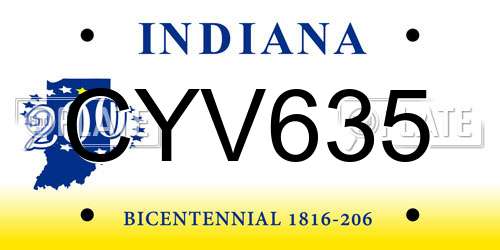 CYV635 Indiana License Plate