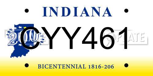 CYY461 Indiana License Plate