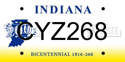 CYZ268 Indiana License Plate