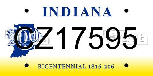 CZ17595 Indiana License Plate