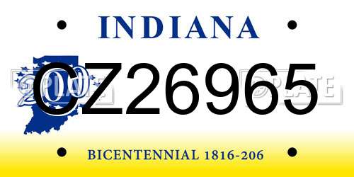 CZ26965 Indiana License Plate