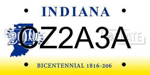 CZ2A3A Indiana License Plate