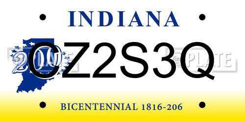 CZ2S3Q Indiana License Plate
