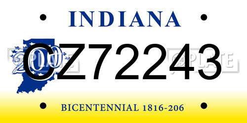 CZ72243 Indiana License Plate