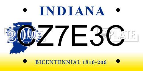 CZ7E3C Indiana License Plate