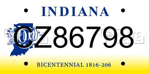 CZ86798 Indiana License Plate