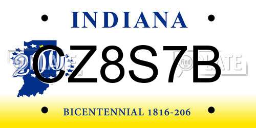 CZ8S7B Indiana License Plate