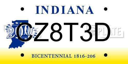 CZ8T3D Indiana License Plate